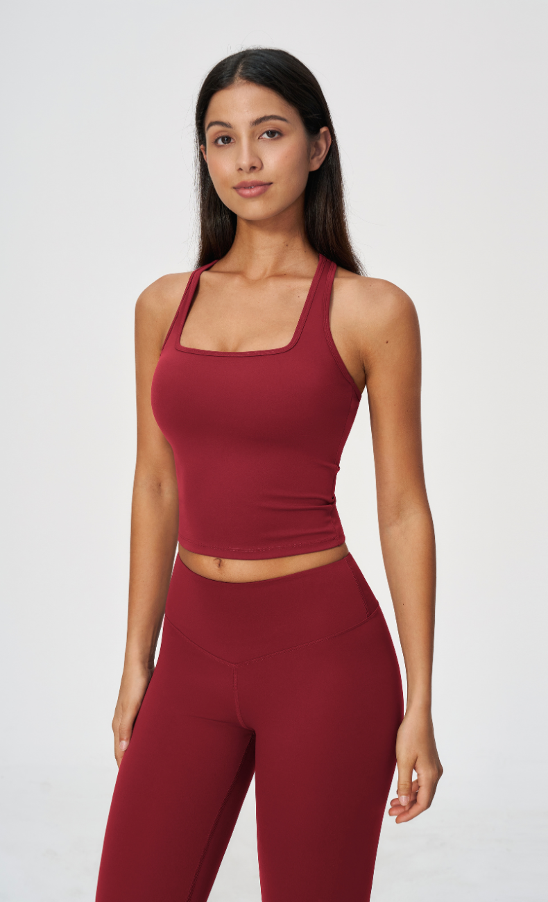 Sophie Square Neck Racerback Built-In Bra Tank Top