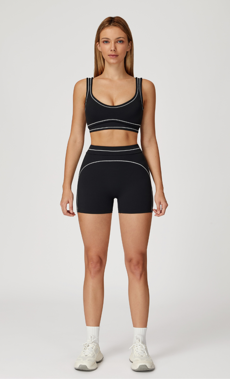 Alexis Contrast Trim Workout Shorts Set
