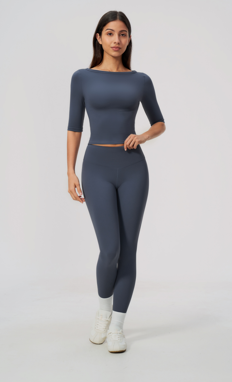 Taylor Boat Neck High Waisted Leggings Workout Set