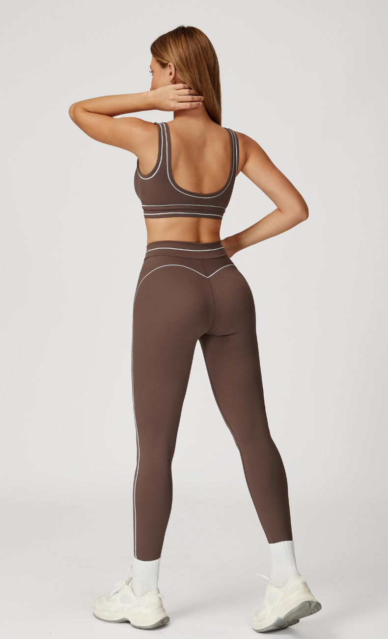 Alexis Open Back Contrast Trim Activewear Set