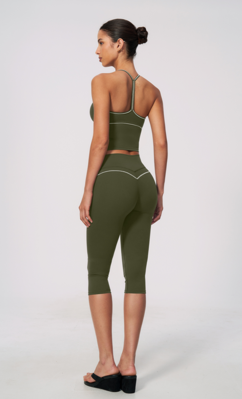 Arielle V-Neck Cami High Waist Capri Workout Set