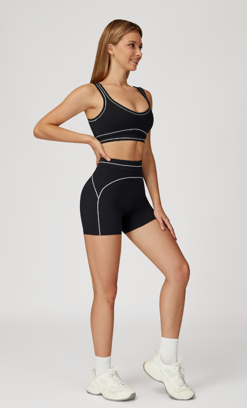 Alexis Contrast Trim Workout Shorts Set