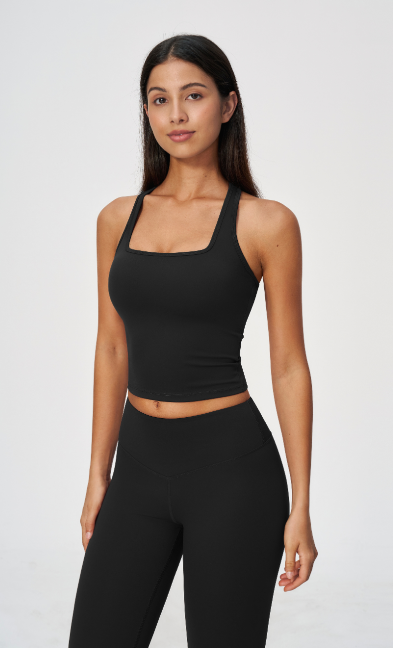 Sophie Square Neck Racerback Built-In Bra Tank Top
