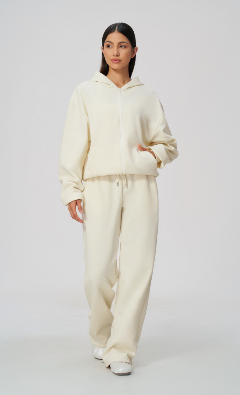 Hailey Cotton Blend Relaxed Zip-Up Hoodie