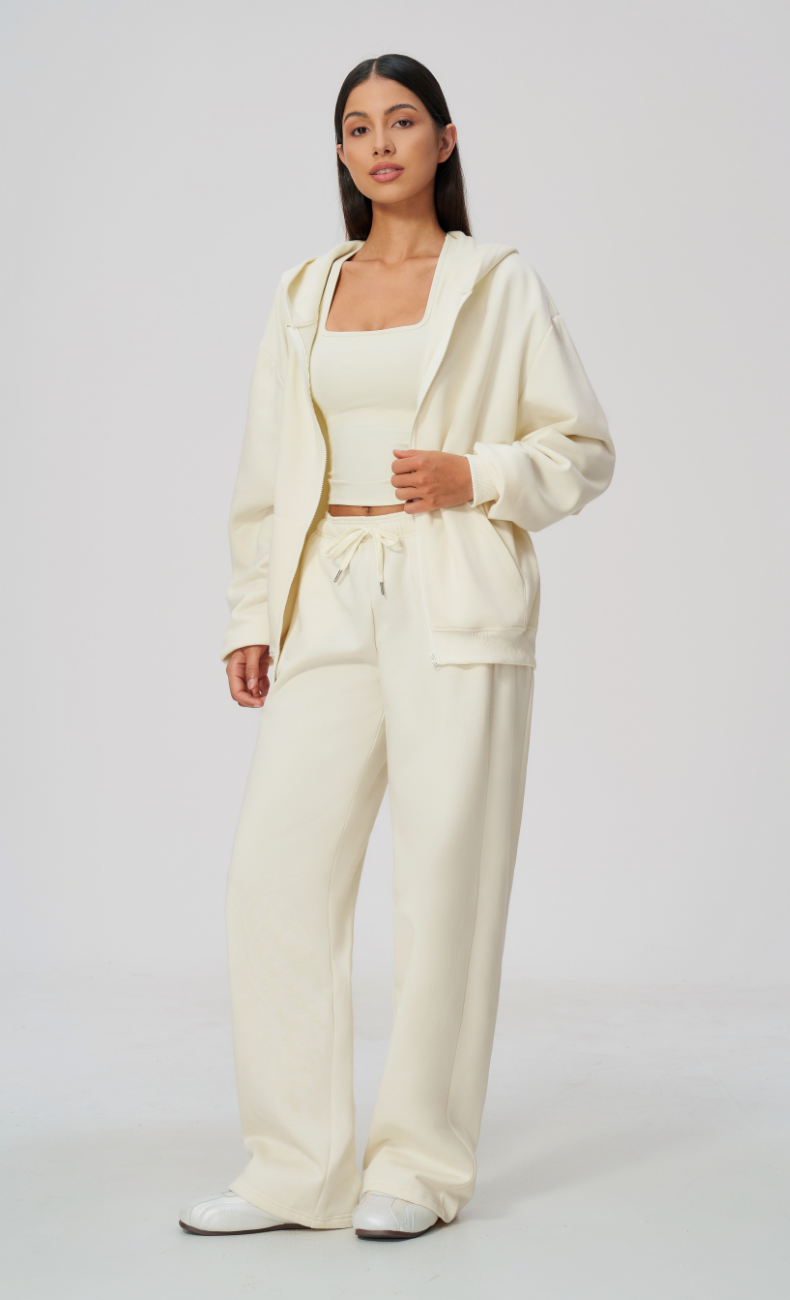Hailey Cotton Blend Relaxed Zip-Up Hoodie