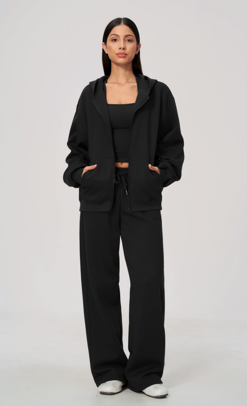 Hailey Cotton Blend Relaxed Zip-Up Hoodie