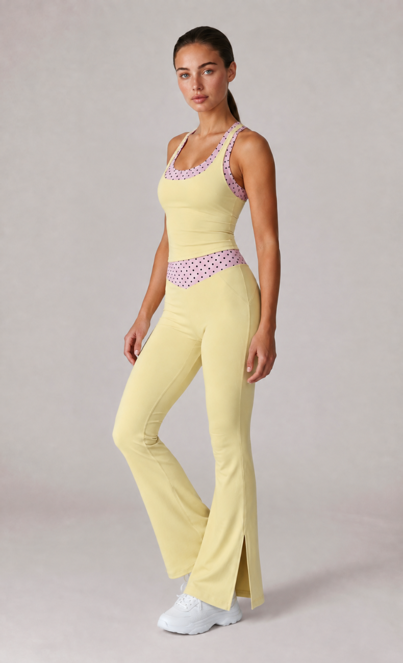 Josie Polka Dot Racerback Flare Leggings Workout Set