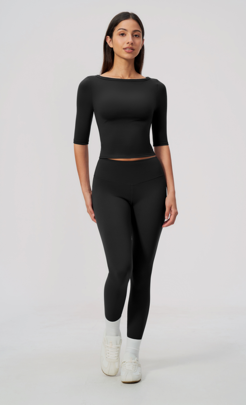 Taylor Boat Neck High Waisted Leggings Workout Set