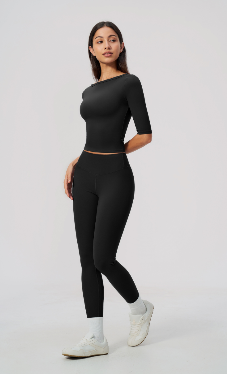 Taylor Boat Neck High Waisted Leggings Workout Set