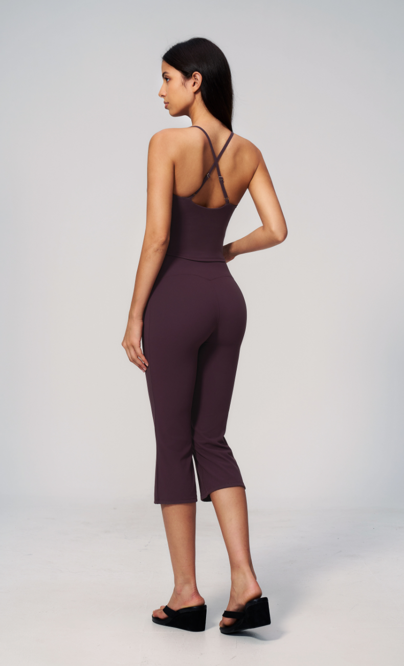 Leah V-Neck Cami Capri Flare Workout Set