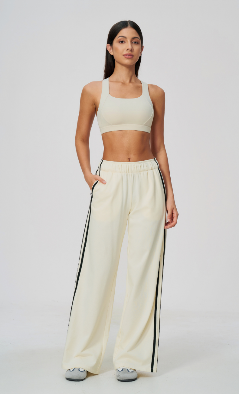 Veronica Cotton Side Stripe Wide Leg Pant