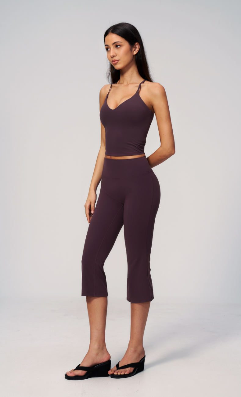 Leah V-Neck Cami Capri Flare Workout Set