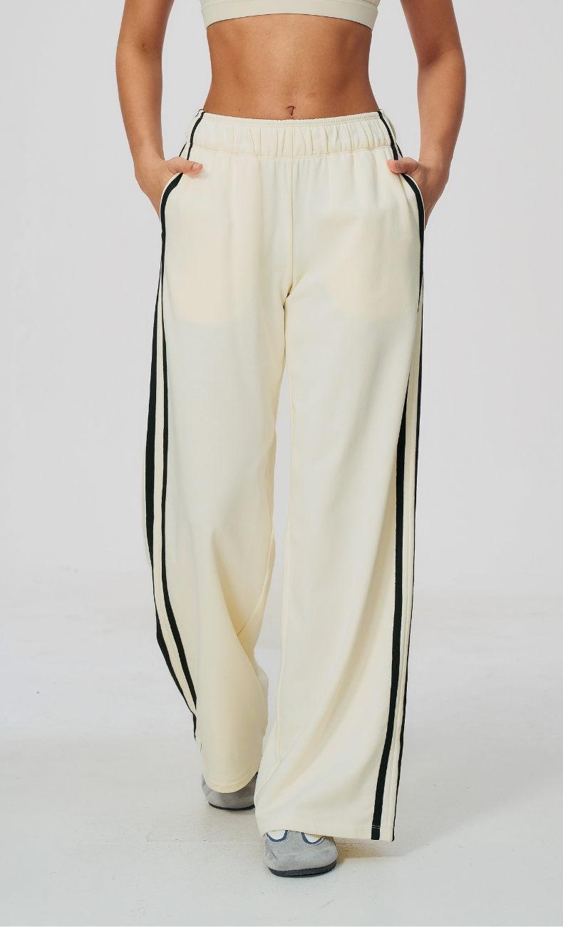 Veronica Cotton Side Stripe Wide Leg Pant