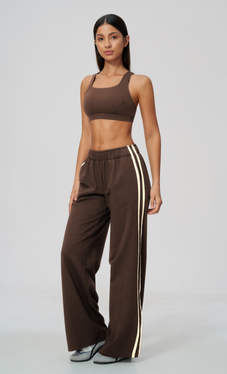 Veronica Cotton Side Stripe Wide Leg Pant