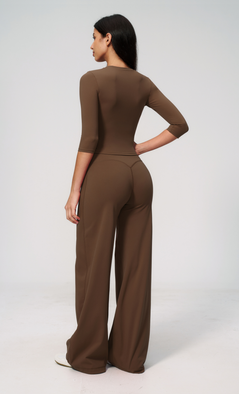 Alexandra 3/4 Sleeve Wide Leg Pants Workout Set