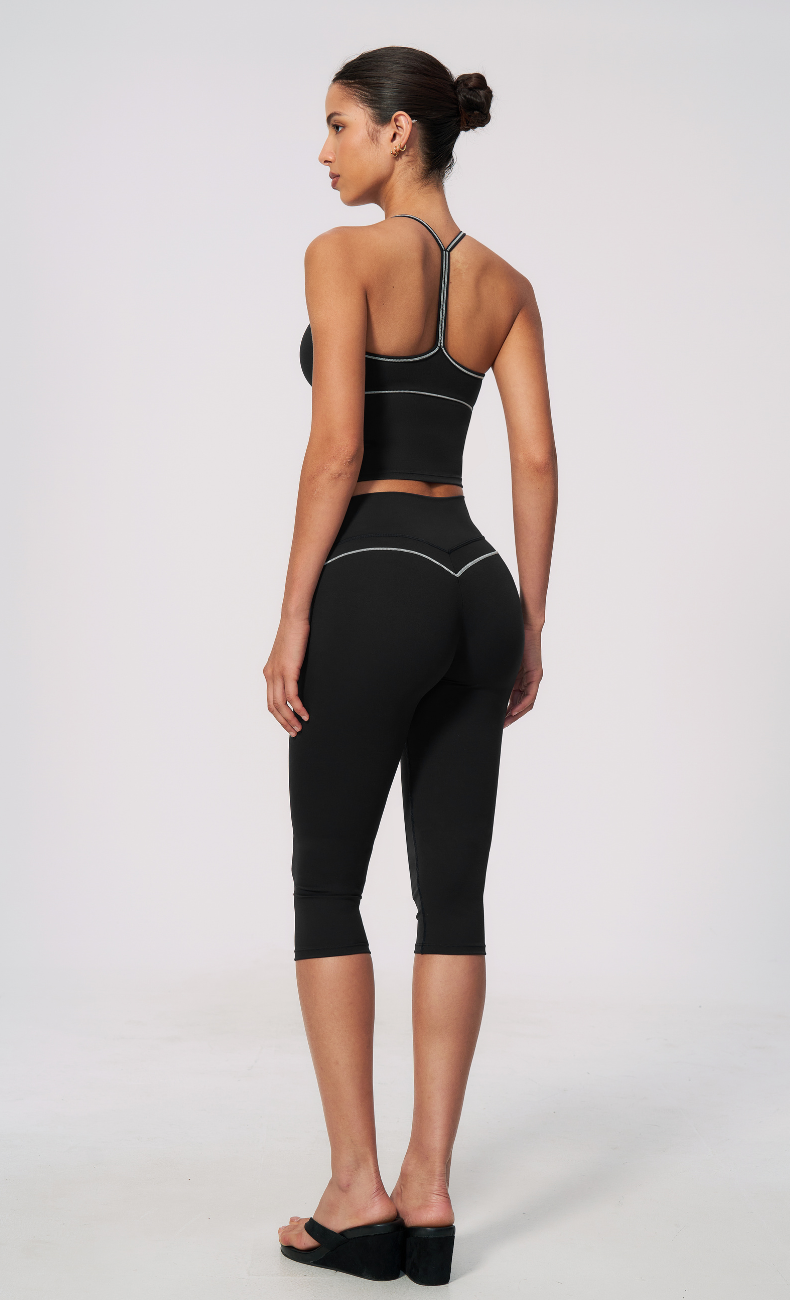 Arielle V-Neck Cami High Waist Capri Workout Set