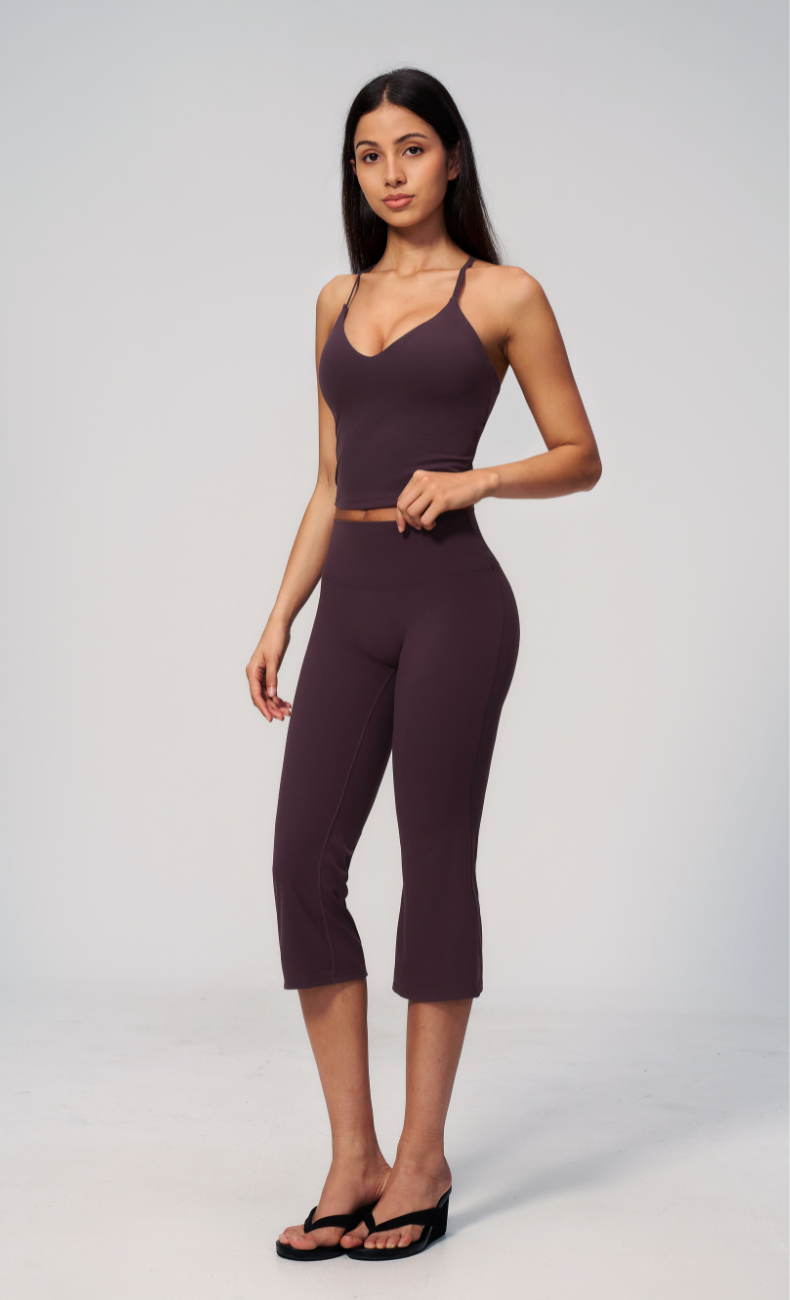 Leah V-Neck Cami Capri Flare Workout Set