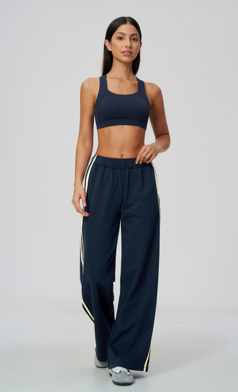 Veronica Cotton Side Stripe Wide Leg Pant