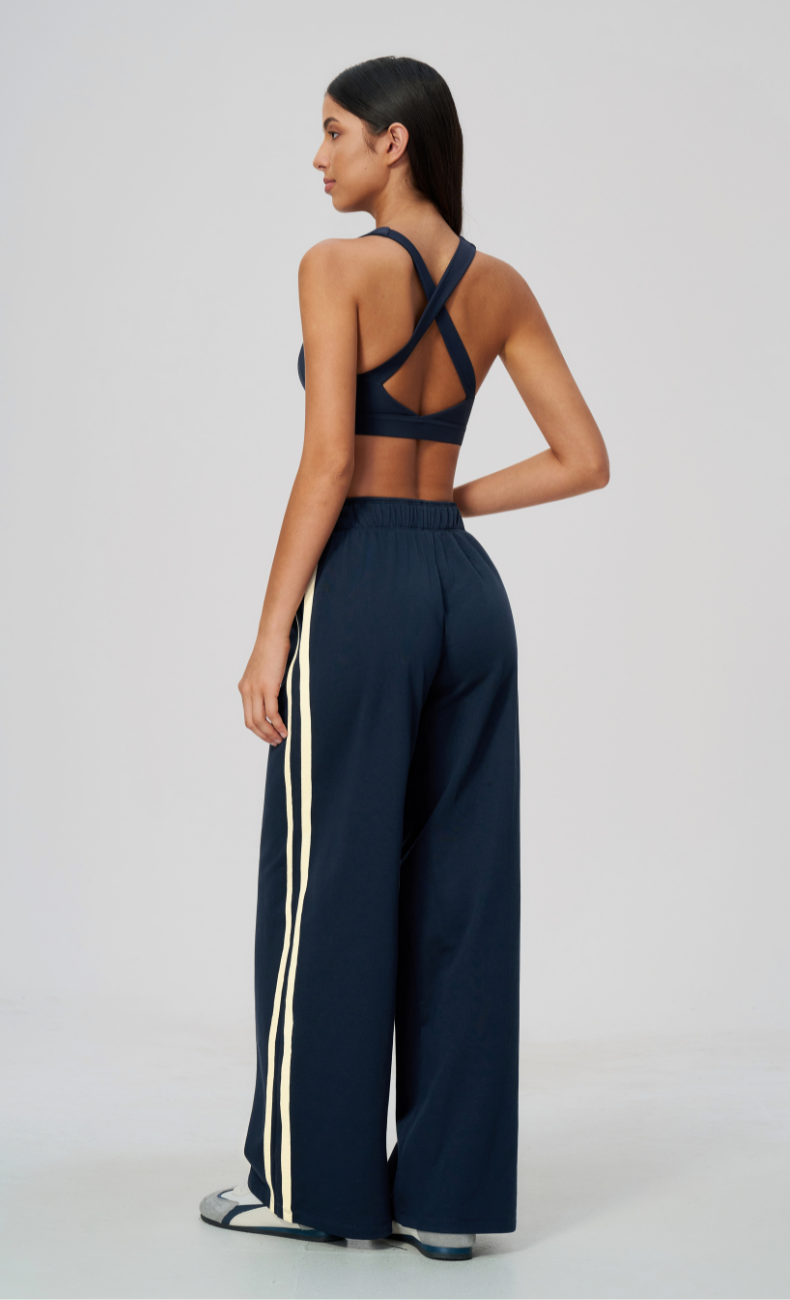 Veronica Cotton Side Stripe Wide Leg Pant