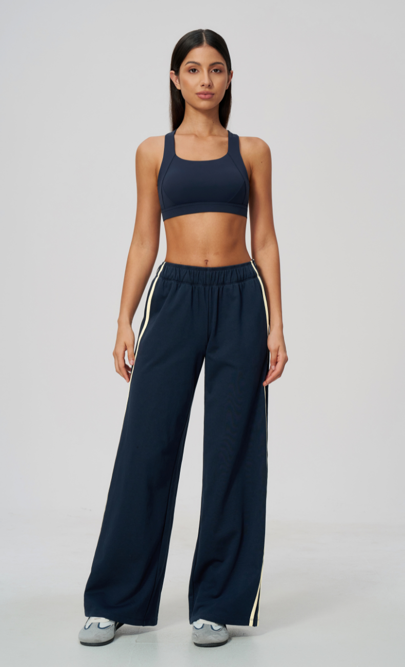 Veronica Cotton Side Stripe Wide Leg Pant