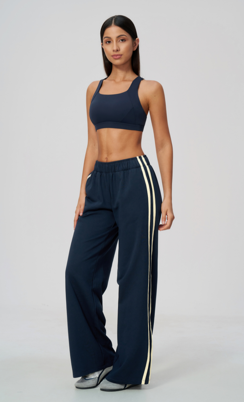 Veronica Cotton Side Stripe Wide Leg Pant