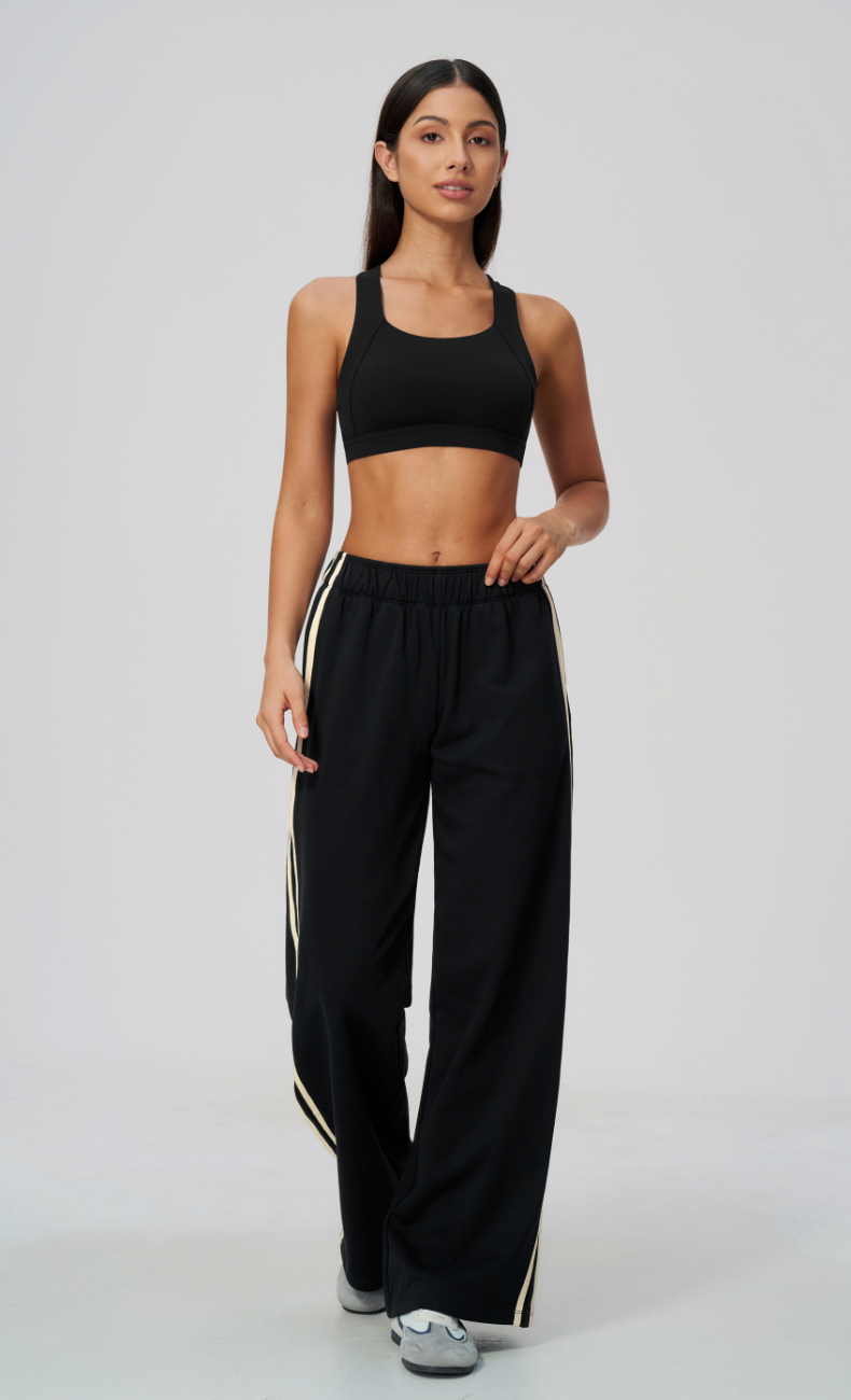 Veronica Cotton Side Stripe Wide Leg Pant