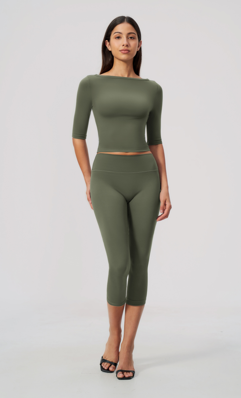 Taylor Boat Neck High Waisted Capri Workout Set