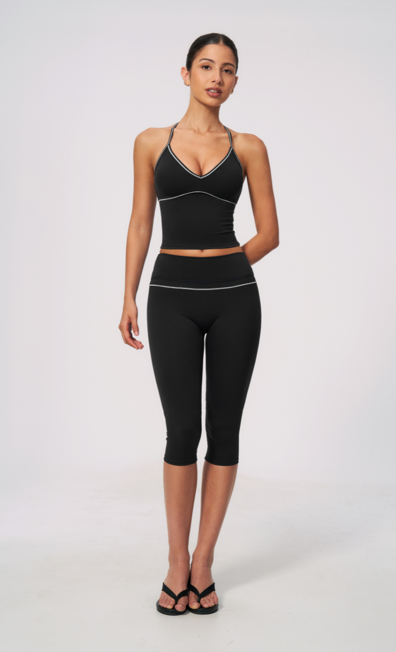 Arielle V-Neck Cami High Waist Capri Workout Set