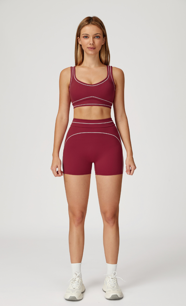 Alexis Contrast Trim Workout Shorts Set