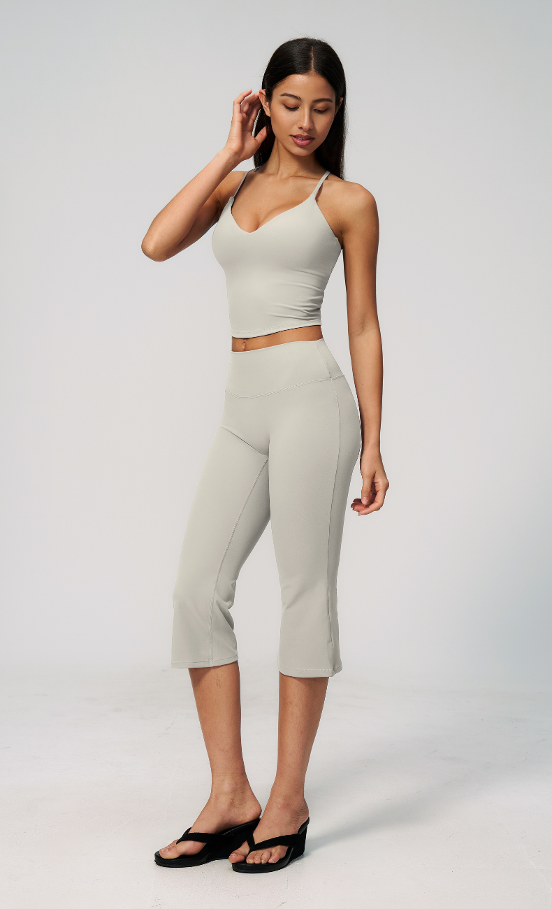 Leah V-Neck Cami Capri Flare Workout Set