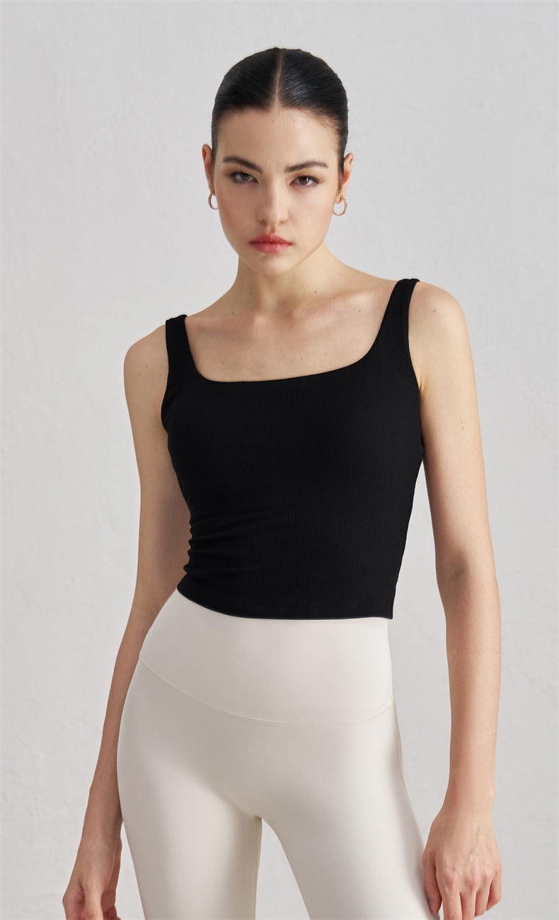 Zara Ribbed Open Back Tank Top - WOO YOGA