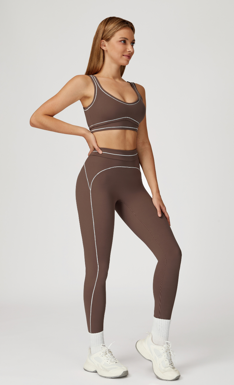 Alexis Open Back Contrast Trim Activewear Set