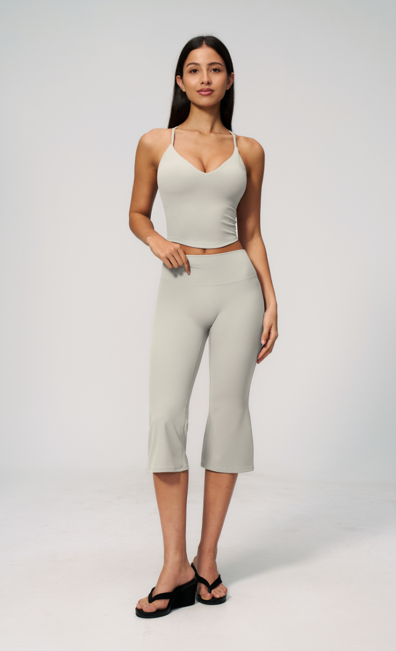 Leah V-Neck Cami Capri Flare Workout Set