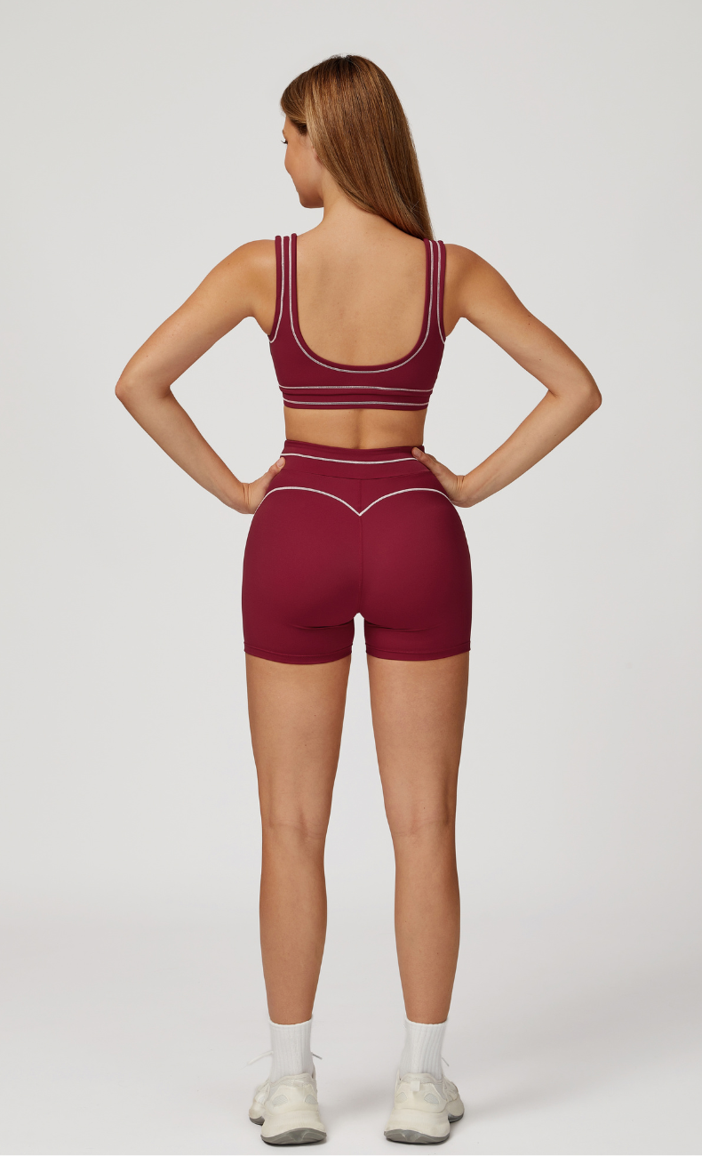 Alexis Contrast Trim Workout Shorts Set