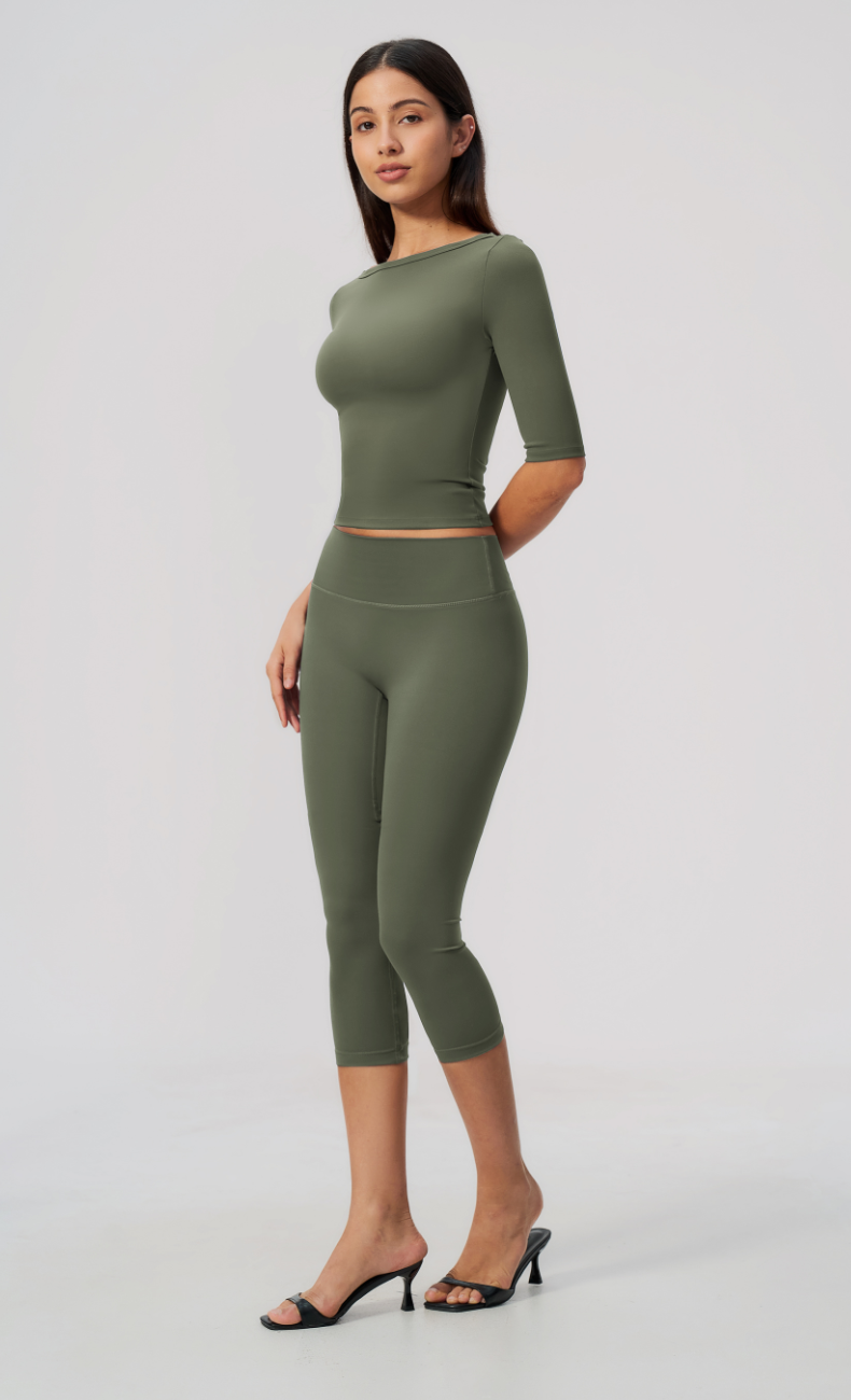 Taylor Boat Neck High Waisted Capri Workout Set