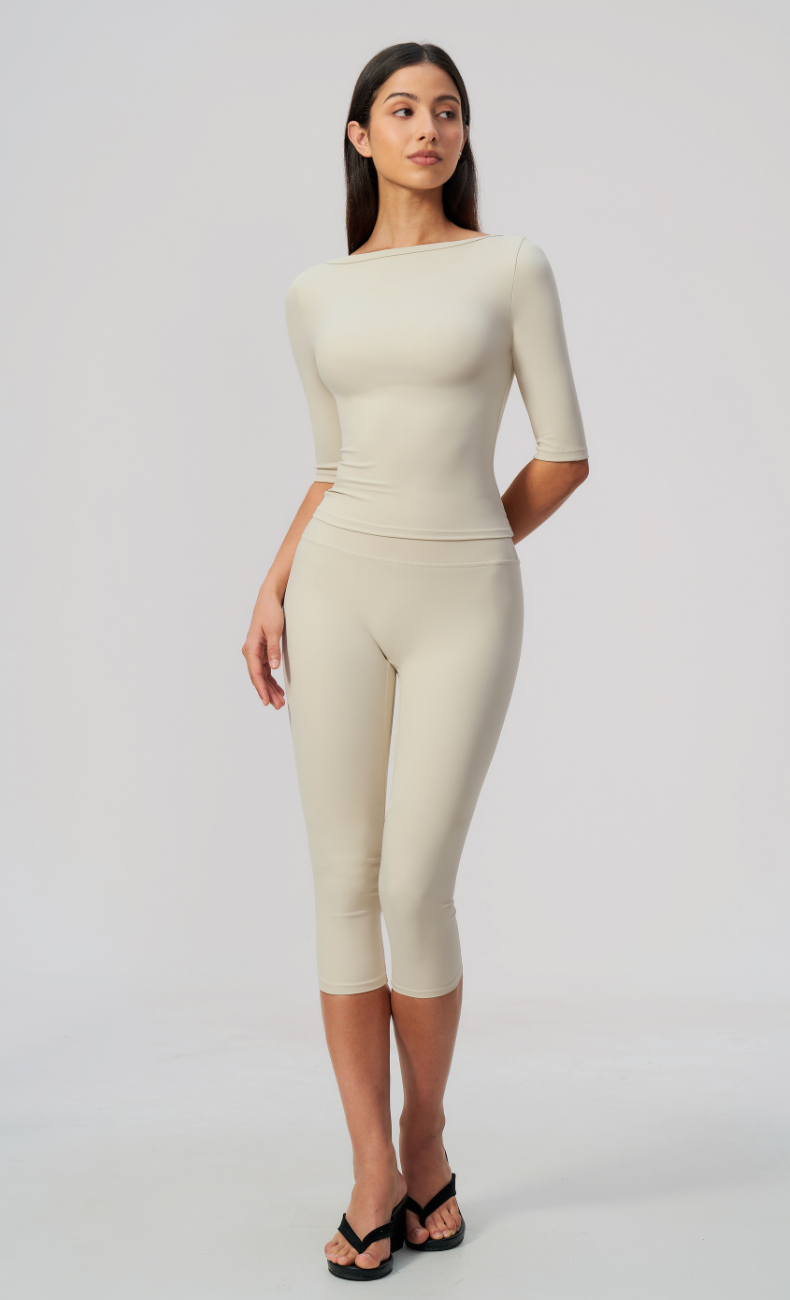 Taylor Boat Neck High Waisted Capri Workout Set