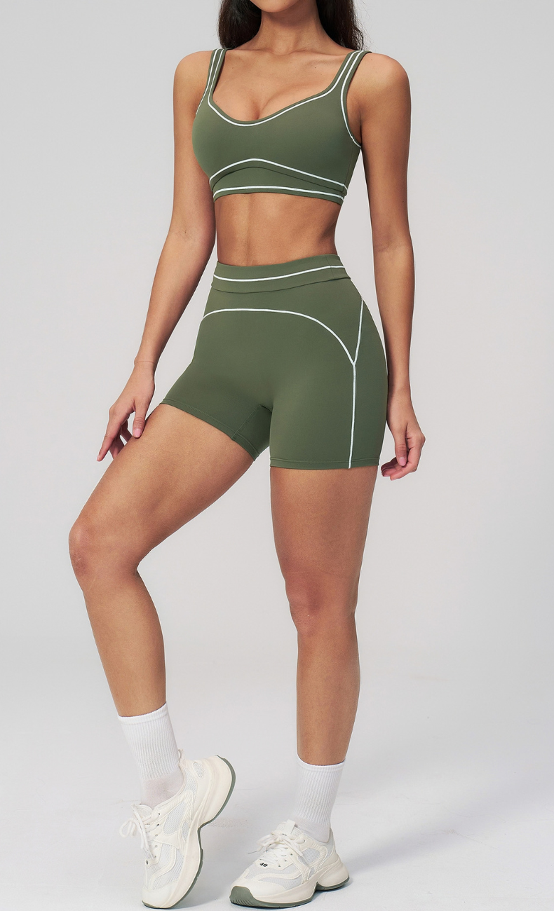 Alexis Contrast Trim Workout Shorts Set