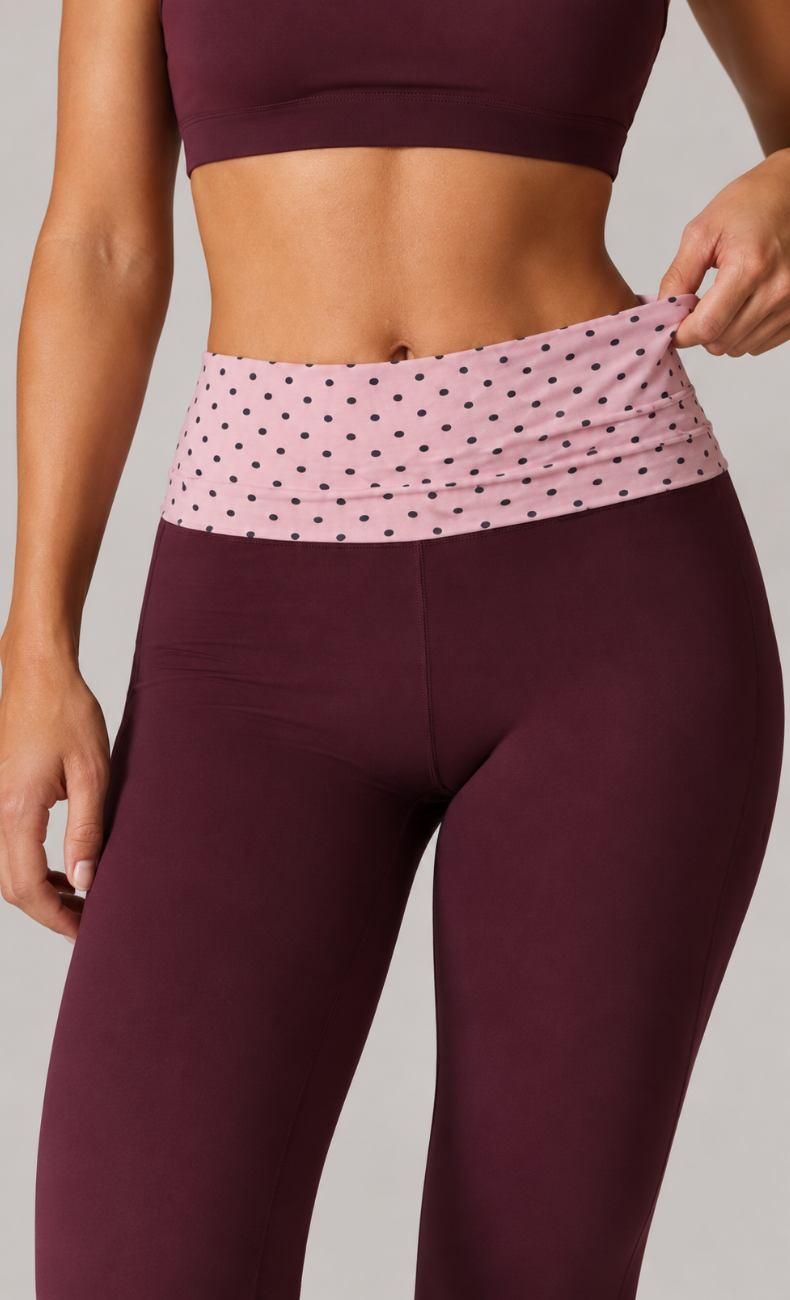 Lila Polka Dot Layered Sports Bra Capri Workout Set
