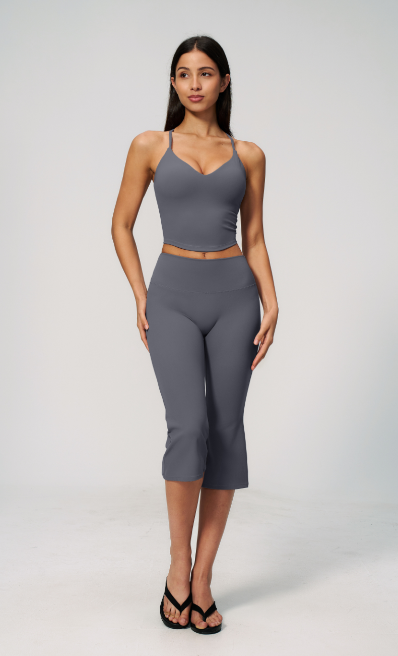 Leah V-Neck Cami Capri Flare Workout Set