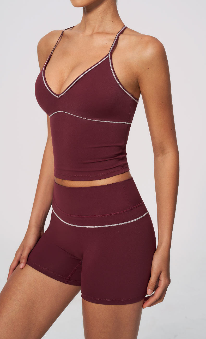 Arielle V-Neck Cami High Waist Shorts Workout Set