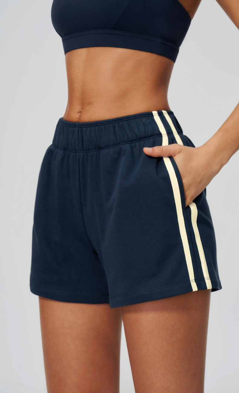 Veronica Cotton Side Stripe Relaxed Sweat Shorts