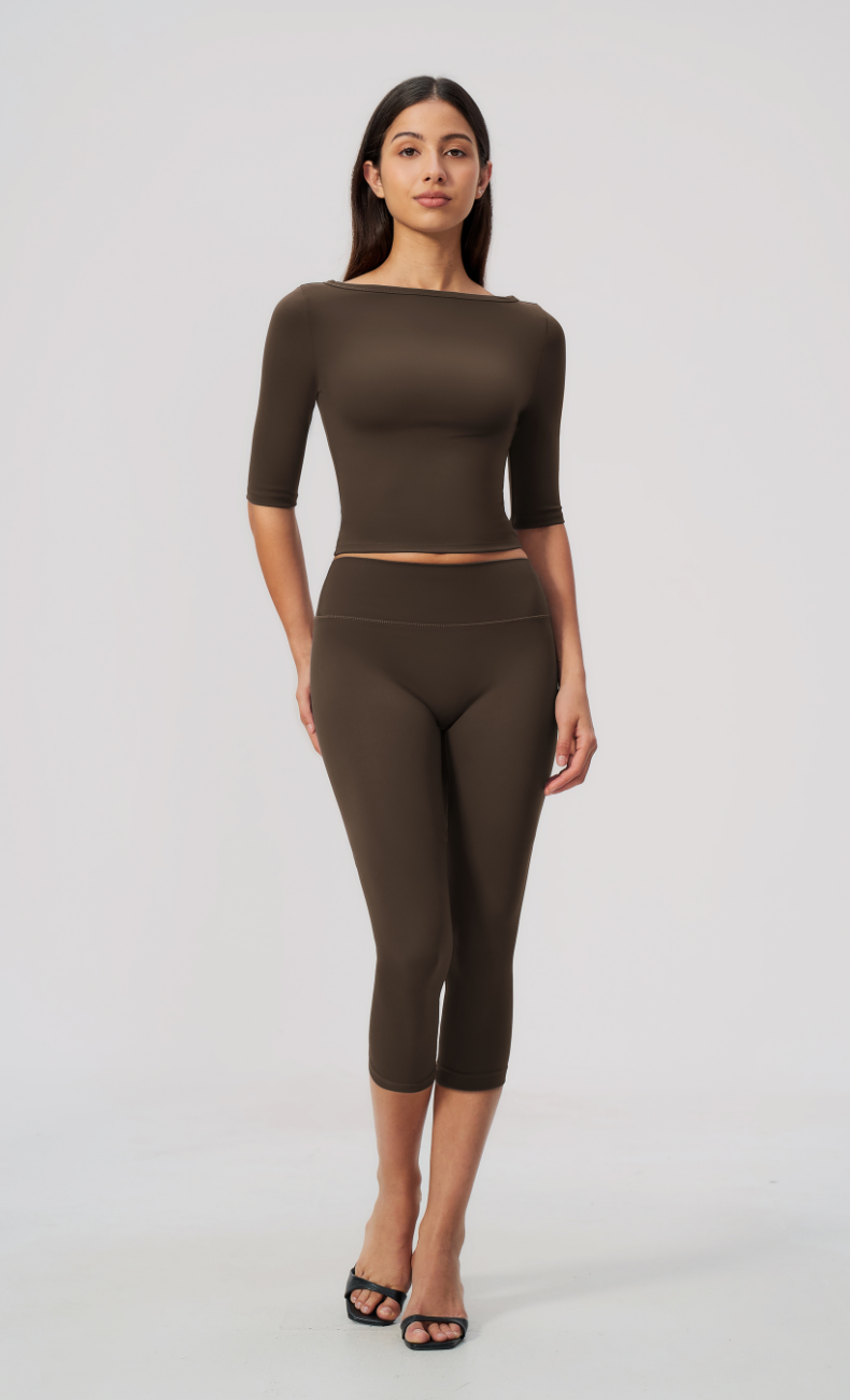 Taylor Boat Neck High Waisted Capri Workout Set