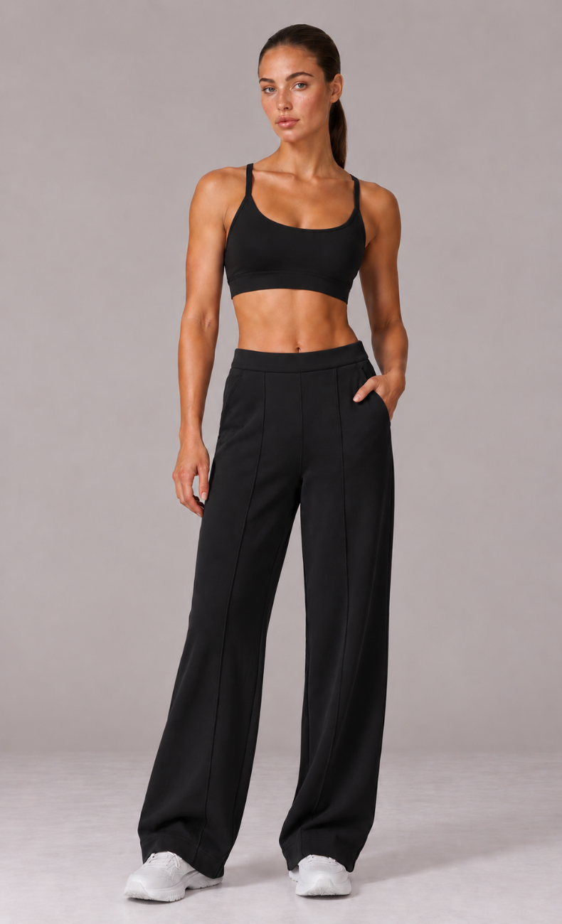 Ivanka Mid Rise Pintuck Wide Leg Pant