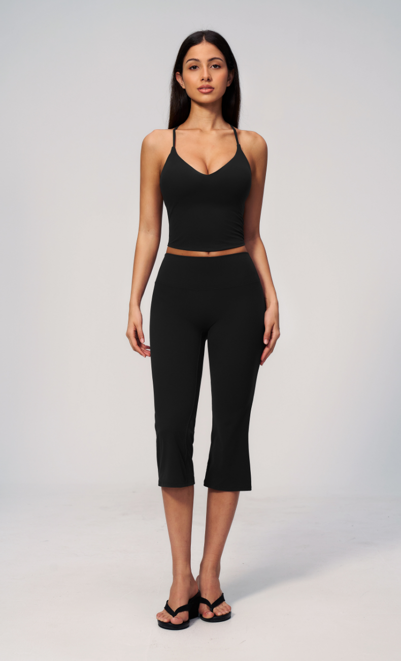 Leah V-Neck Cami Capri Flare Workout Set