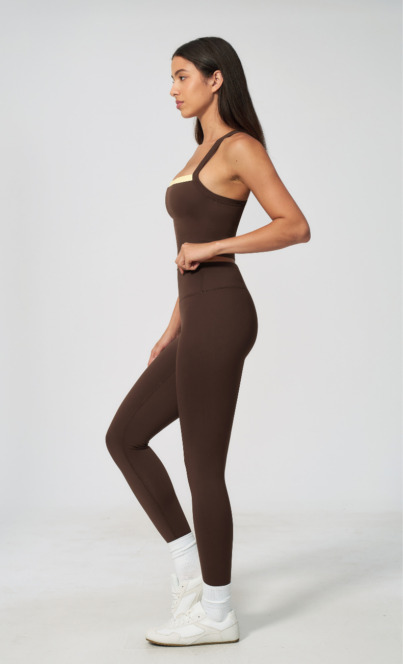Darcy Contrast Trim Cross Back Leggings Workout Set