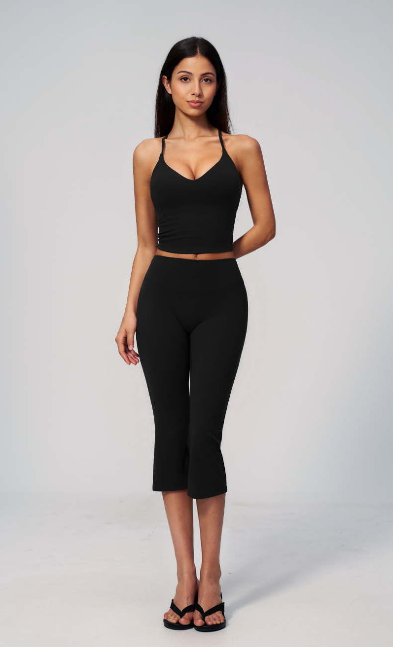 Leah V-Neck Cami Capri Flare Workout Set