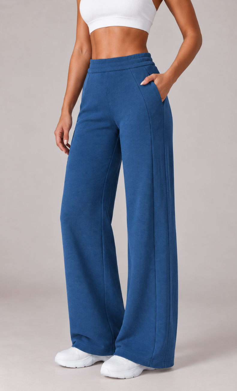 Ivanka High Waisted Waffle Straight Leg Pant