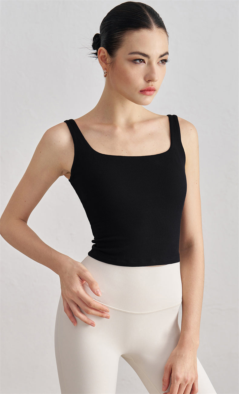 Zara Ribbed Open Back Tank Top - WOO YOGA