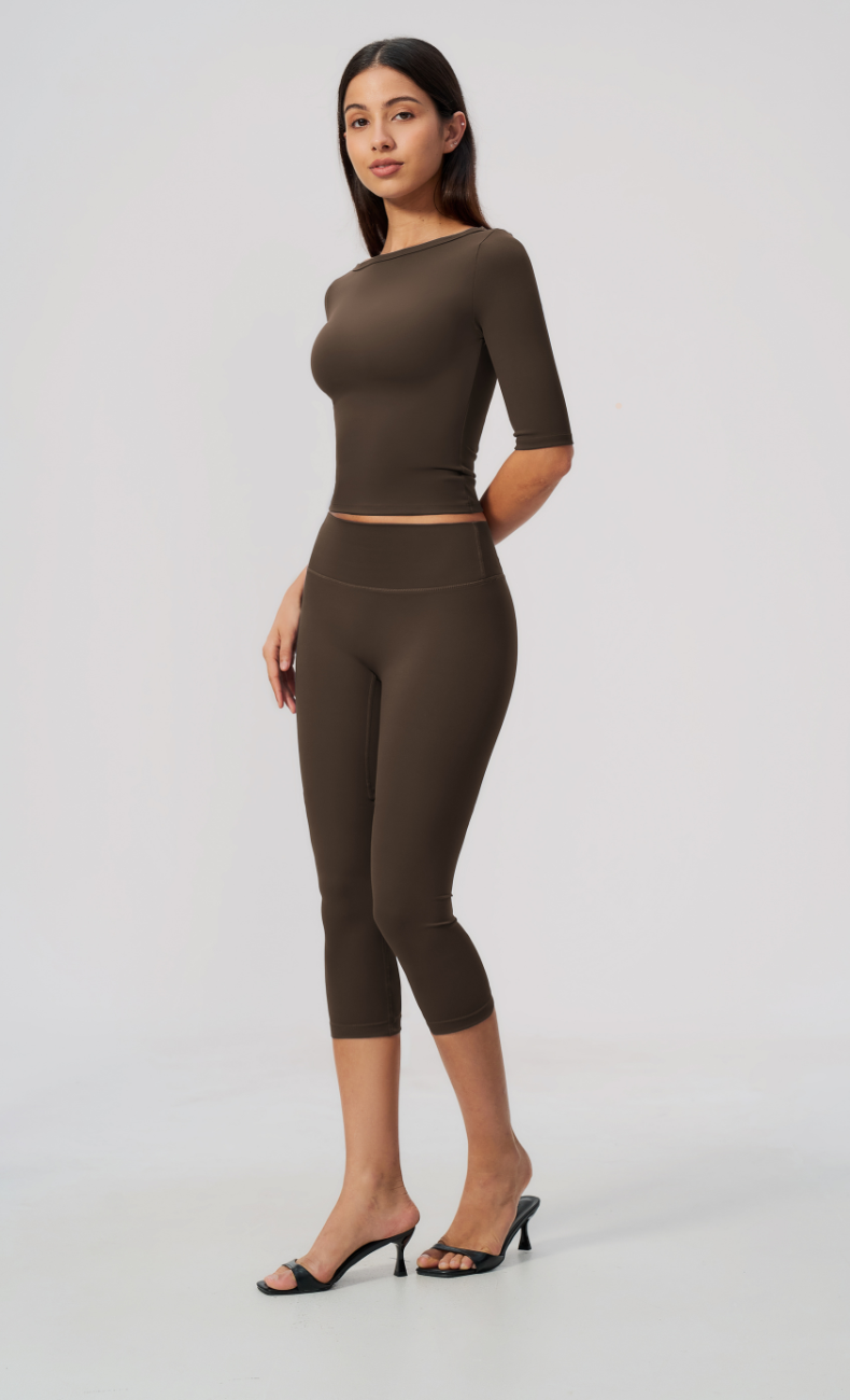 Taylor Boat Neck High Waisted Capri Workout Set