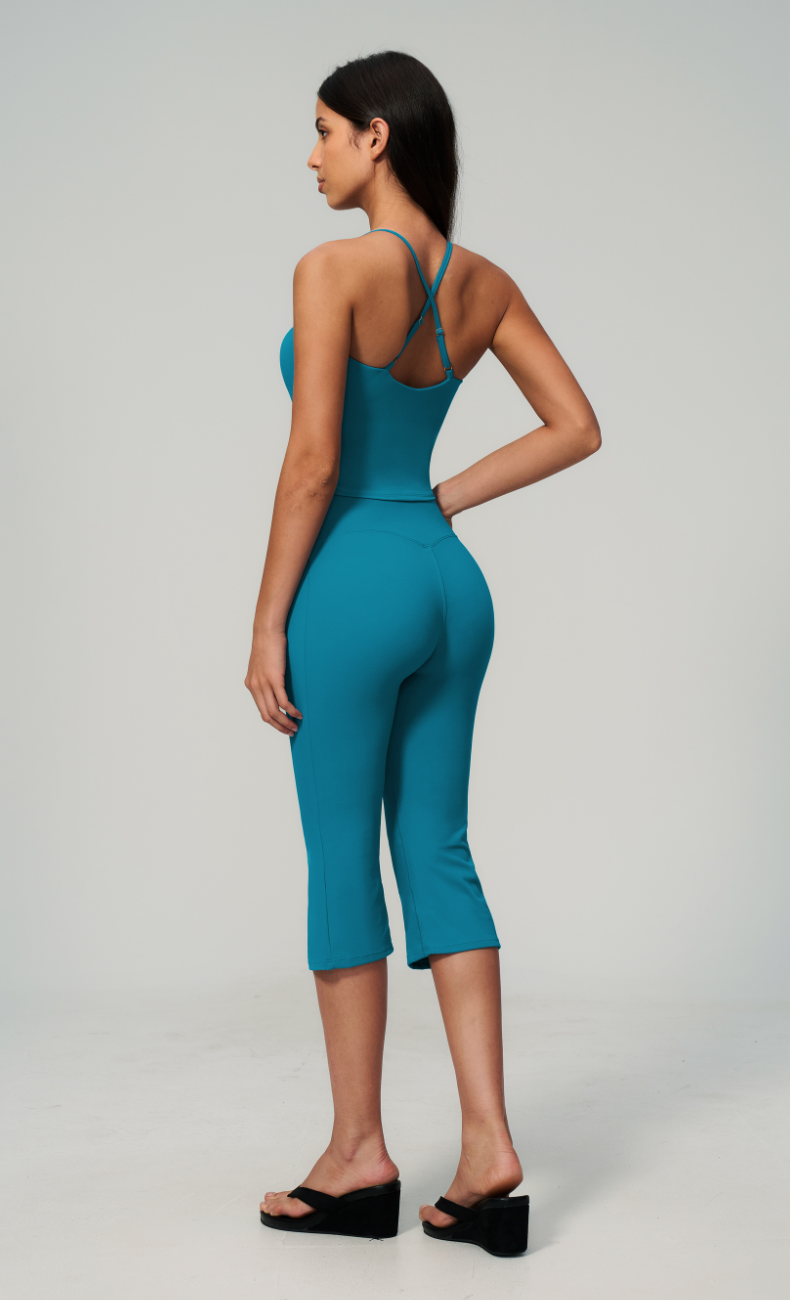 Leah V-Neck Cami Capri Flare Workout Set